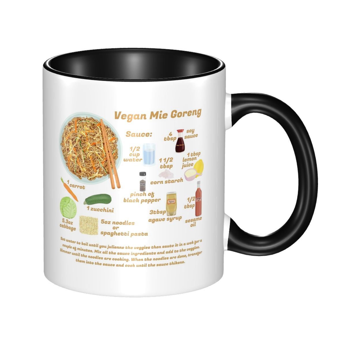Coffee Milk Tea Recipe - มิเอะ โกเรง อินโดมี สูตรอินโดนีเซีย แก้ววีแกน แก้วเซรามิกตลก