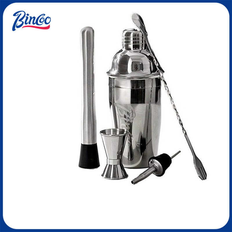 Coffee Tea Equipment - ชุดแก้วเชคสเตนเลส BINCOO อุปกรณ์ชงกาแฟและชา ชุดเชคกาแฟแบบมือ สำหรับค็อกเทล พร้อมที่รินและจิกเกอร์