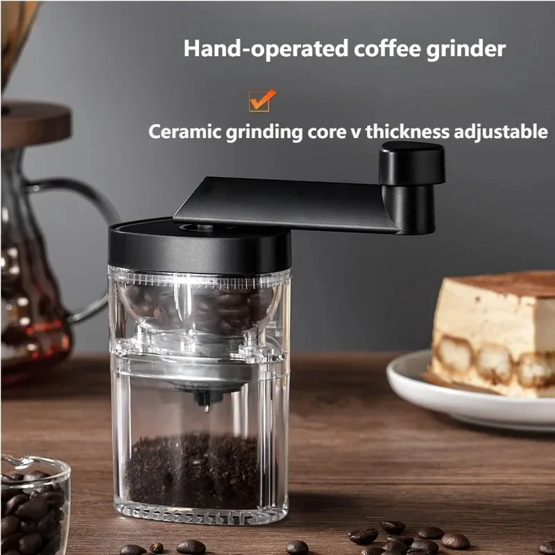French Press Coffee & Tea - เครื่องบดกาแฟเซรามิกแบบมือหมุน ปรับความละเอียดได้ พกพาสะดวก สำหรับเอสเพรสโซ กาแฟดริป และเฟรนช์เพรส