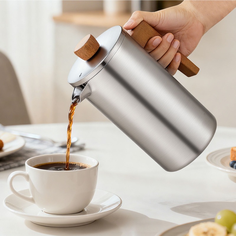 หม้อเฟรนช์เพรสสแตนเลส JUSTINLA - French Press Coffee & Tea บทวิจารณ์และราคา