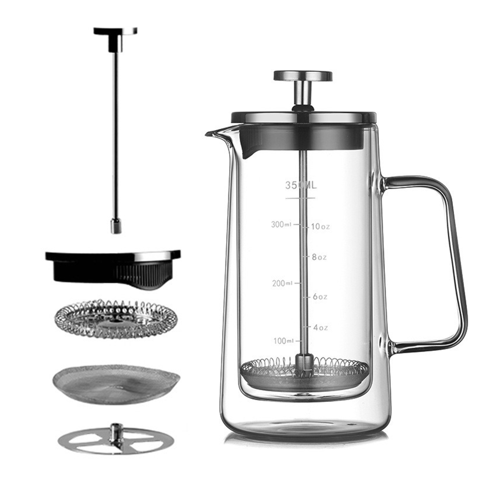 หม้อเฟรนช์เพรสสองชั้น ทำจากแก้ - French Press Coffee & Tea บทวิจารณ์และราคา