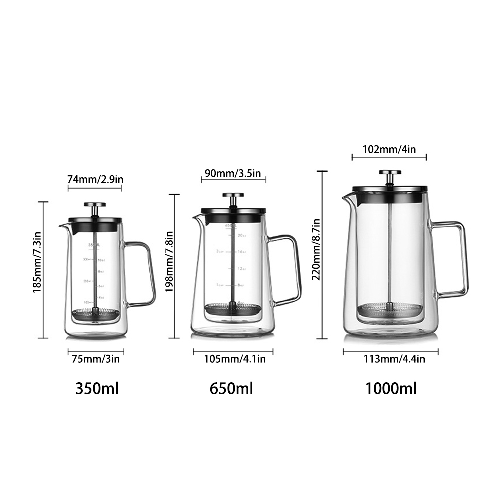 หม้อเฟรนช์เพรสสองชั้น ทำจากแก้ - French Press Coffee & Tea บทวิจารณ์และราคา
